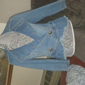 Anev PEPLUM (an'ev) Y2K 90s Denim Jacket Cropped True Vintage Size S- M